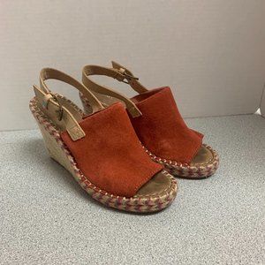 Toms Monica Espadrille Spice Suede Leather Wedge